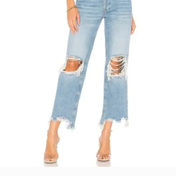 We The Free Maggie Jeans Free People 26 Vintage Indigo Raw Hem‎ Destroyed Button - Picture 16 of 16